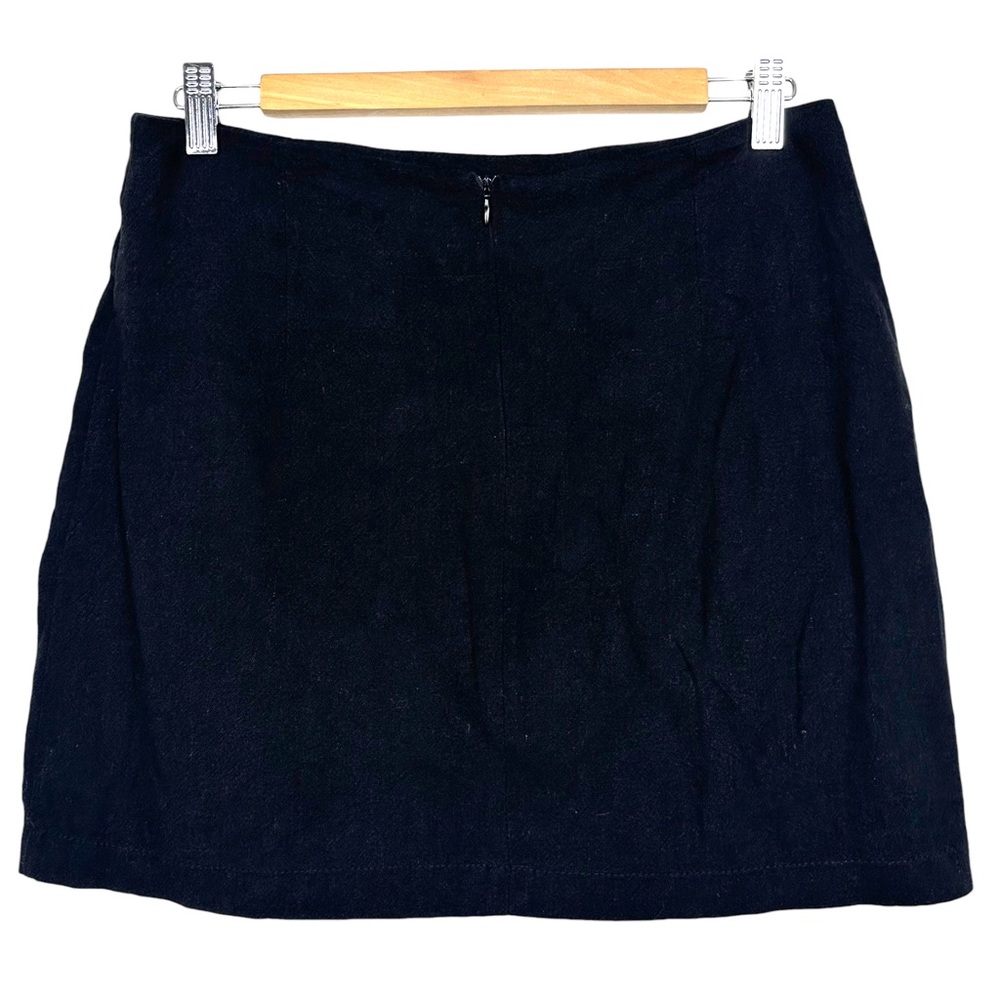 Umgee Floral Embroidered Linen Blend Boho Casual Pencil Mini Skirt Black M - Picture 8 of 13